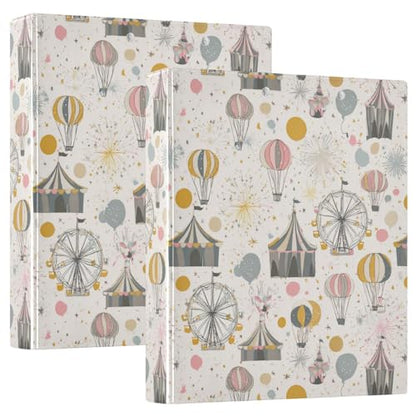 Circus Theme Round Ring Binders 1.5 Inch 3 Ring Binder with Clipboard Holds 200 Sheets Office Home School - color: Multicolored 13