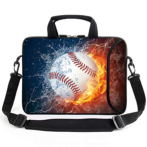 AMARY 13" 13.3" laptop sleeve chromebook case adjustable shoulder strap with handle accessory pocket (Baseball) - color: Baseball