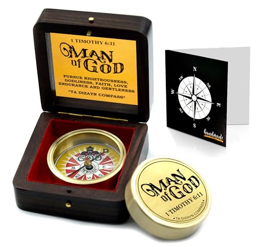 For I Know The Plans I Have For You, Jeremiah 29:11, Solid Brass Directional Engraved Compass, Baptism Gifts for Boys Girls, First Communion, Christian Gifts for Men, First Confirmation Gifts for Boys - style: # 2 Man of God 1 Timothy 6:11