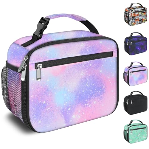 Kids Lunch Box for Boys Girls Lunch Bag Insulated Durable Lunchbox Children Lunch Tote Bag for School Pink Starry Sky - color: Pink Starry Sky