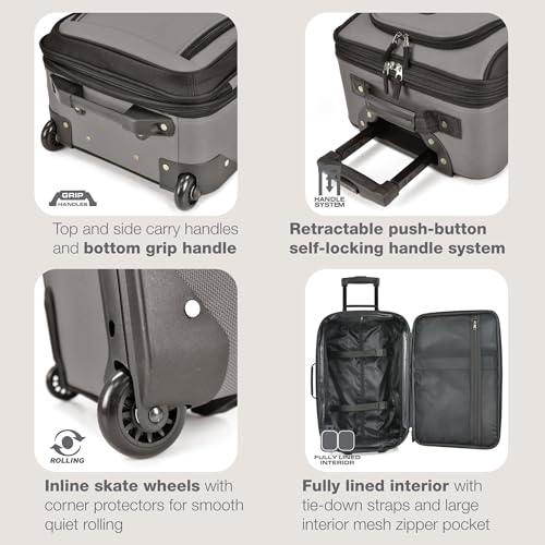 U.S. Traveler Rio Lightweight Softside Rolling Carry-on Suitcase, 2-Wheel Single, Grey - color: Grey, size: 21"