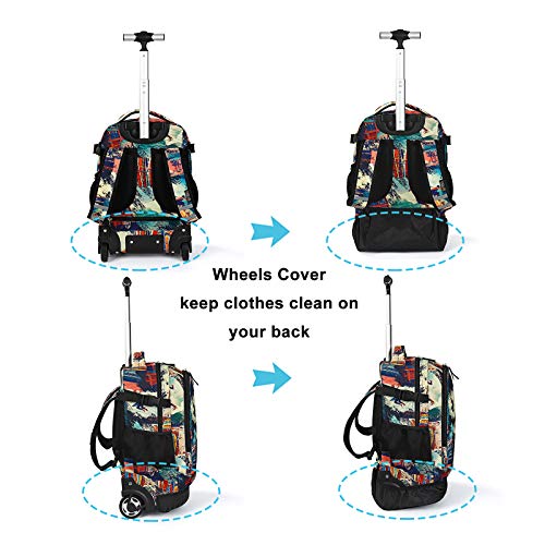 Tilami Rolling Backpack 19 inch with Lunch Bag Wheeled Laptop Backpack (Car Trip) - color: Surfing