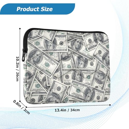 Cute Laptop Sleeve 13 inch Money Hundred Dollar Bill Laptop Bag 14 inch Waterproof Computer Bag for Women Laptop Accessories Computer Cover Bag for Tablet Men - color: Money Hundred Dollar Bill
