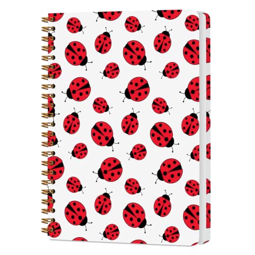 NISTOMISU Ladybug Spiral Notebook 5.8x8.3 Inch, Ladybird Notebooks, Ladybug Gifts for Women Journal Notebook, Lady Bugs Gifts Women Journal, A5 Lined Paper Hardcover Spiral Notebooks - color: Ladybug Print