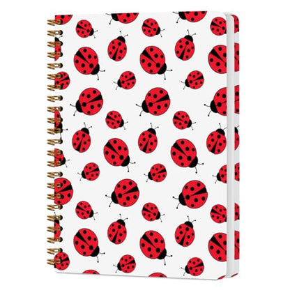 NISTOMISU Ladybug Spiral Notebook 5.8x8.3 Inch, Ladybird Notebooks, Ladybug Gifts for Women Journal Notebook, Lady Bugs Gifts Women Journal, A5 Lined Paper Hardcover Spiral Notebooks - color: Ladybug Print