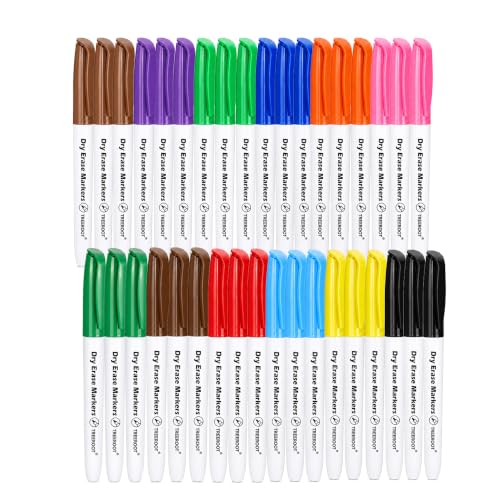 Treeroot Fine Tip Dry Erase Markers – Assorted Colors, Perfect for Whiteboards, Homeschool, and Back-to-School Supplies - size: 1 Count (Pack of 33)