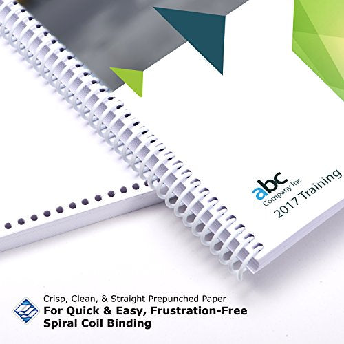 PrintWorks Professional Prepunched Paper, 8.5 x 11, 20 lb, 43-Round Hole Spiral Coil (4:1 Pitch) Binding Paper, 500 Sheets, White (04144) (Pack of 4) - size: 20 lb (Pack of 4), style: Spiral, 43-Hole