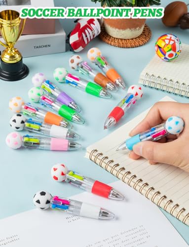 36Pcs 4-in-1 Soccer Mini Theme Multicolor Ballpoint Pens | Cute Retractable Pen Bulk for Birthday Party Classroom Student Prizes Teacher Rewards - style: SoccerMulticolorPens36Pcs