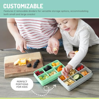 melii Snackle Box | 6-Compartment Divided Snack Container, BPA-Free Food Storage with Removable Dividers for School, Travel & On-the-Go Snacking (Dinosaur) - color: Dinosaur
