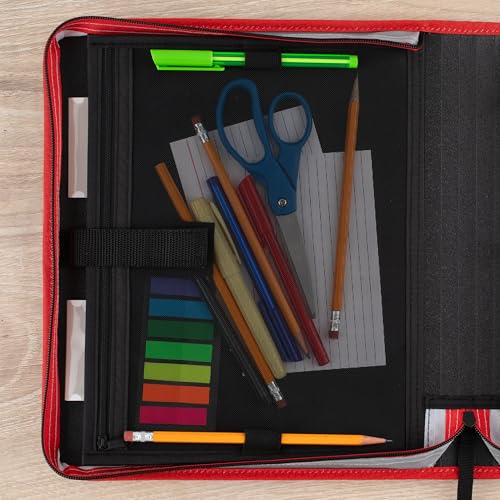 Five Star Zipper Binder 1.5 Inch O-Rings Case Organiser with 3-Pocket Expanding File, 500 Sheet Capacity, Crimson Fade (280146K) - color: Crimson Fade