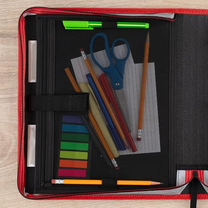 Five Star Zipper Binder 1.5 Inch O-Rings Case Organiser with 3-Pocket Expanding File, 500 Sheet Capacity, Crimson Fade (280146K) - color: Crimson Fade