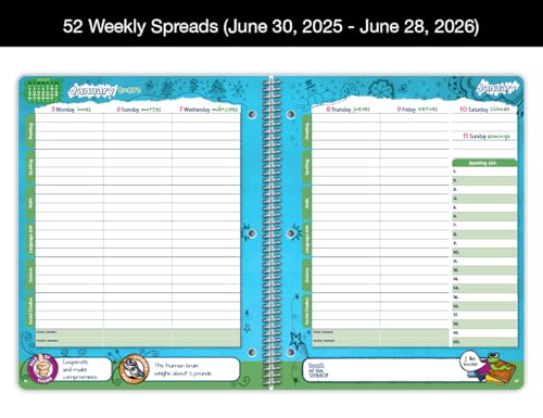 Dated Elementary Student Planner 2025-2026 Academic School Year, Large (8.5" by 11") Matrix Style Datebook with Create Cover