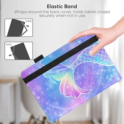 Universal 10 10.1 Inch Android Tablet Case,Slim Folding Stand Cover for All 9"-10.5" Touchscreen Tablet Case with Stylus Pen Holder,Mermaid - color: Mermaid