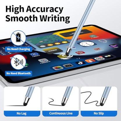 Stylus Pen for Touchscreen,5 PCS Stylus,2-in-1 High Sensitivity & Accuracy | Rubber tip,No Connection Required,Compatible with iPad, iPhone, Android, and Switch - color: Silver/Blue/Rose Gold/Purple/Light Green