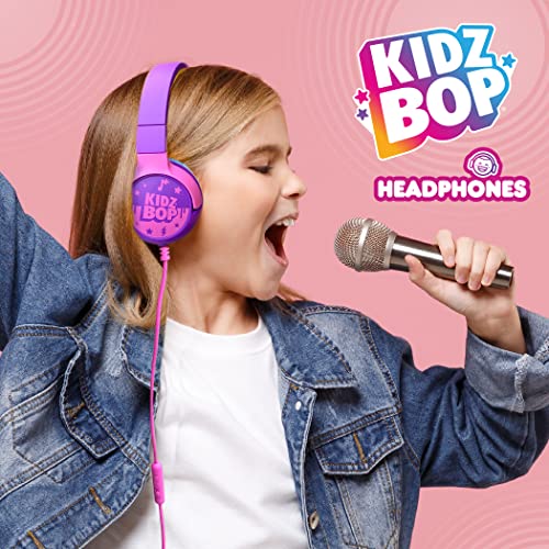 Move2Play, Kidz Bop, Wired Headphones for Kids | Microphone | 3.5mm Plug | Volume Limiting 85dB/94dB | Soft Pads | Adjustable | School Use | Gift 3 4 5 6 7 8+ Year Old Girls Boys Toddlers - color: Wired - Pink