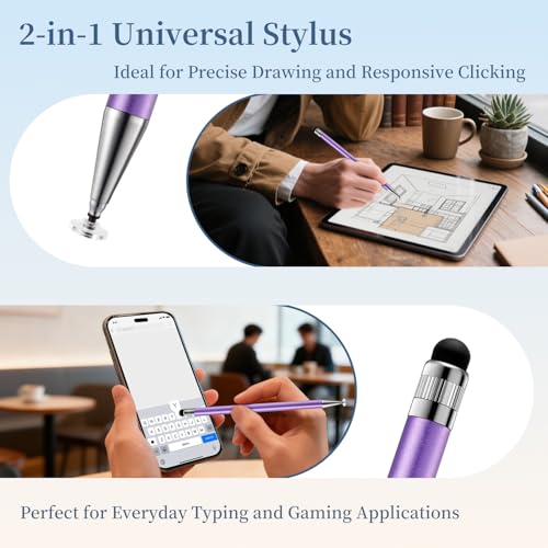 ChaoQ Stylus Pen for Touchscreen 6pcs 2-in-1 Stylus Pen for iPad iPhone | High Sensitivity and Precision Suitable for iPad iPhone Android Tablets and All Touch Screens - (Purple) - color: 6 Purple
