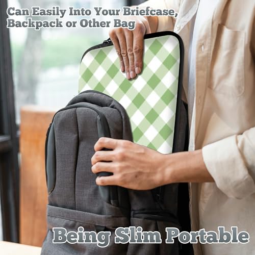 Laptop Sleeve Case Bag 13 inch, Green and White Checkered Slim Carrying Case Handbag Travel Laptop Bag for 13 inch MacBook Air M3/M2/Pro M2/ 13" iPad Pro/Air M4/M2 2024 - color: Green and White Checkered, size: 13 inch