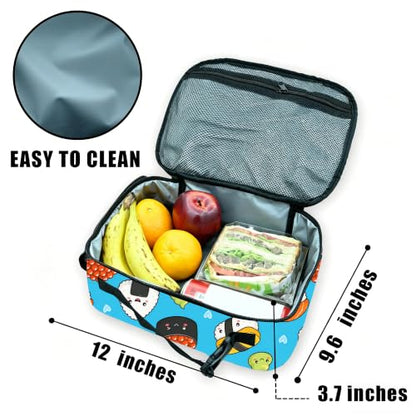 Sushi Lunch Box Insulated Reusable Lunch Bag Tote Cooler for Women Men Boy Girl School Work Office Picnic - color: Sushi
