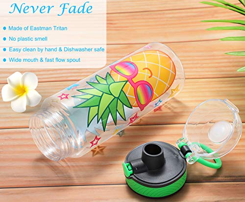 Cute Water Bottle for School Kids Girls, BPA FREE Tritan & Leak Proof & Easy Clean & Carry Handle, 23oz/ 680ml - Pineapple - color: Pineapple