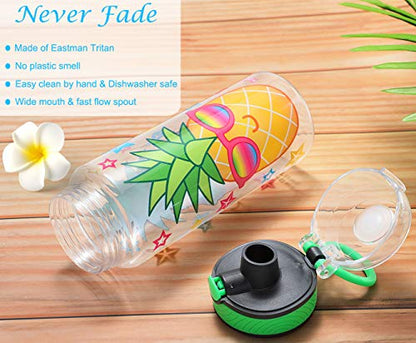 Cute Water Bottle for School Kids Girls, BPA FREE Tritan & Leak Proof & Easy Clean & Carry Handle, 23oz/ 680ml - Pineapple - color: Pineapple