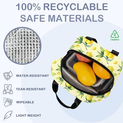 Lemon Yellow Insulated Lunch Bag Reusable Lunch Box Women Men,Cooler Thermal Meal Tote for Kids School Student Picnic Office Work - color: Lemon Yellow