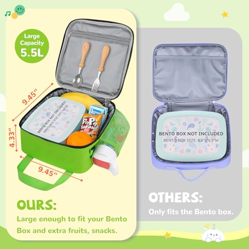 REDSHELL Lunch Box Kids, Large Insulated Lunch Bag for Boy Girl, Dark Green | Tactical Style, Cooler Lunchbag, Square Toddler Lunchbox, School & Daycare, Lunch Tote, Water Bottle Holder, Adjustable Strap - color: Dark Green