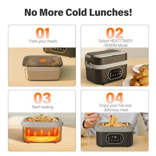 Cordless Electric Lunch Box for Adults: 1.5L Heated Lunch Box for Men Women with Automatic Heating 18000mAh Rechargeable Portable Food Warmer with Bag and Tray Divider for Office Truck Outdoor