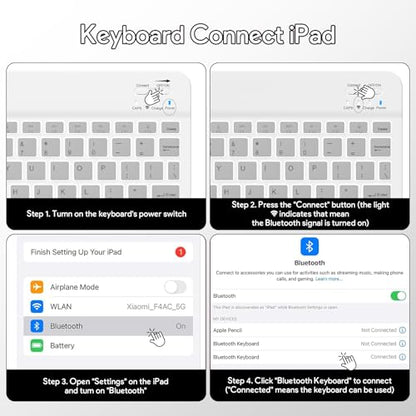 YBING Keyboard Case for iPad 10th Gen 10.9 inch (2022) & 11th Gen (A16, 2025), 7-Color Backlit Detachable Bluetooth Keypad & Rotatable Magnetic Case with Pencil Holder (Gray) - color: Gray