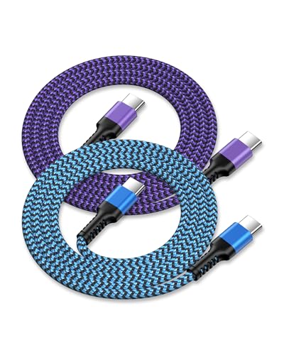 iPhone 17e 17 CarPlay Cord USB C 3 Ft, Car Charger Fast Charging for Apple | USBC to USBC, 60W Fast Charging, Braided C Type, Short 3 Feet USB-C Chord for i Phone 17Pro Max 16e 16 15, Car Play Cord - color: Blue, Purple, size: 3FT, style: USB C to USB C