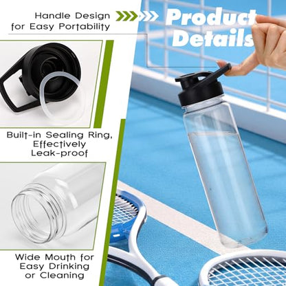 Mimorou 6 Pcs 24oz Water Bottles Bulk, Reusable Plastic Sports Bottles Leak-Proof & Portable Water Jug Gym Sports Adults Large Cups with Flip Top for Camping Hiking Cycling Teams School