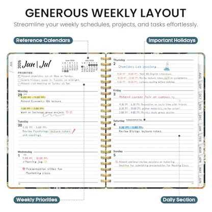 Planner 2026-2027, Academic Year Monthly and Weekly Calendar Planner, Jul 2026 - Jun 2027, Hardcover Teacher Student Planning Agenda book with Tabs, Perfect for School Office Supplies, 6.3" x 8.5" - Citrus Bloom - color: E-Citrus Bloom, size: (6.3"x8.5")a