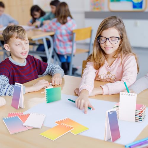 Mini Notebooks Bulk Small Spiral Notebook 24 PCS Mini Journal Pocket Notebooks Set Colorful Cover Notebooks for Party Supplies Teacher Children Classroom Rewards - style: Fade Color