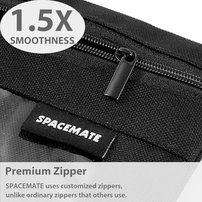 SPACEMATE Binder Pencil Pouch Case Box Bag for 3 Ring Binder School Supplies Girls Boys Kids, Clear Preppy Stuff Large Aesthetic Pen Organizer, Back to College Stationary, 1 Pack, Coal Black - color: Coal Black