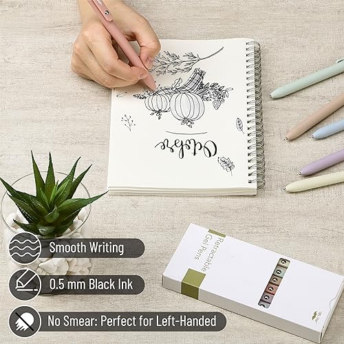Mr. Pen- Retractable Gel Pens, 6 Pack, Pastel Barrels, Black Ink, Fast Dry | Fine Point 0.5mm, Cute Aesthetic for Journaling - color: Pastel Barrels