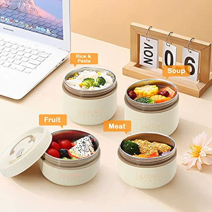 Portable Insulated Lunch Container set, Bento Box Adult Lunch Box Set with Insulated Lunch Bag, 2 Separate Stackable Thermal Food Lunch Container for Adult, Beige - color: 2 Tier-Beige