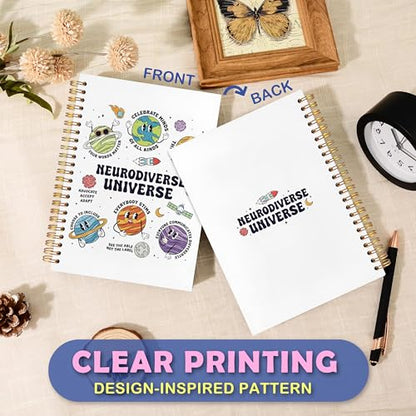 Special Education Teacher Gifts Spiral Notebook 5.5 x 8.3 for Work Study, Autistic Teacher Boys Girls Gifts, Neurodiverse Universe Autism Awareness Acceptance Hardcover Notebook Journal for Women - color: Neurodiverse universe