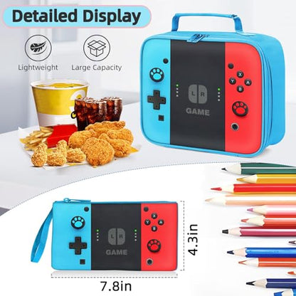 TILYTADLY Kids Rolling Backpack for Boys - 3PCS Gamer Boys Rolling Backpack with Lunch Box Set, Wheeled Travel Bookbag for Elementary Middle School, Lightweight Roller School Bag - color: red-blue-Backpack set