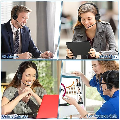 Headsets with Microphone 5 Pack Bulk- Noise Canceling Computer Headphones for School, Office, Meetings, Chat, 3.5mm Wired PC Headphones with Rotating Mic Works for Laptop - size: 5 Pack