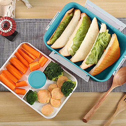 47oz Salad Lunch Container To Go, 3 Pack Salad Bowls Bento Lunch Boxes | Food Storage Meal Prep Containers with Tray/Dressing Containers for Salad, Snacks,Fruit, BPA Free, Microwave Dishwasher Safe - color: Navy&Dark Green&Light Blue