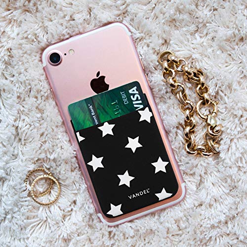 VANDEL Pocket – Stick-On Fabric Phone Wallet for Women, Cute Credit Card Holder, Stick On Back of Phone Fabric Sleeve for iPhone Pocket - color: Star Print
