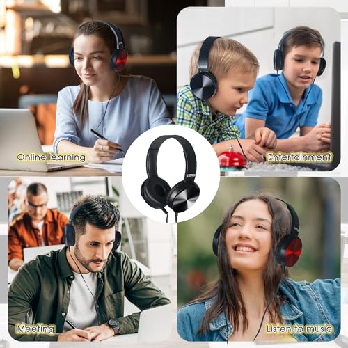 10 Pack Kids Headphones Bulk for School Classroom, Over-Ear Headphones Wired School Supplies for Kids Students Teachers, 3.5mm Jack(Black) - color: Black