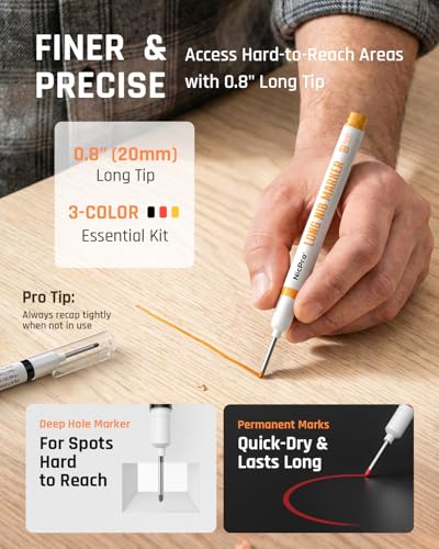 Nicpro 38Pcs Carpenter Pencil with Sharpener, Carpenter Tool in Canvas Case | 102 Refill,Carpenter Pencil Set with 6 Deep Hole Long Nib Marker Pen, Scribe Tool, Construction Pencils for Architect Marking - size: 38 Pack