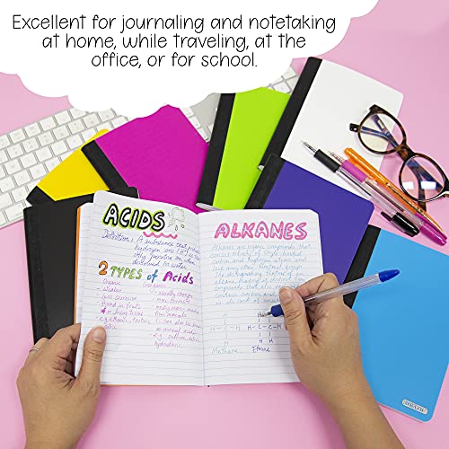 BAZIC PRODUCTS Poly Cover Personal Composition Notebook, 5 x 7 in, 8 Titles | 80 college-ruled sheets (160 pages), sewn binding, Compact for notes - size: 8-Pack