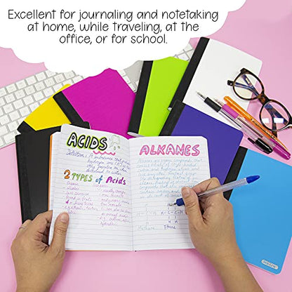 BAZIC PRODUCTS Poly Cover Personal Composition Notebook, 5 x 7 in, 8 Titles | 80 college-ruled sheets (160 pages), sewn binding, Compact for notes - size: 8-Pack