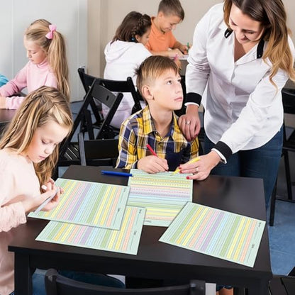 OBUSATT 100 Sheets Multi-Color Raised Line Paper Kindergarten Practice Tactile Writing Papers with 0.5inch Spacing Primary Handwriting Tablet for Kids Teachers Sensory with Line 8.5 x 11 Inch