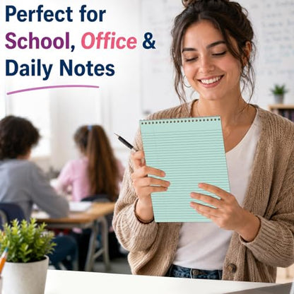 gisgfim 6 Pcs Pastel Rainbow Top Bound Spiral Notebooks 8-1/2" x 11" College Ruled Aesthetic Legal Pad Steno Pads Paper Notebook Wirebound Notepad for Writing School Office Business Supplies - color: Pastel Rainbow