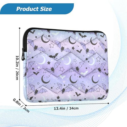 Cute Laptop Sleeve 13 inch Purple Bat Moon Laptop Bag 14 inch Waterproof Computer Bag for Women Laptop Accessories Computer Cover Bag for Tablet Men, A06D24018 - color: Purple Bat Moon