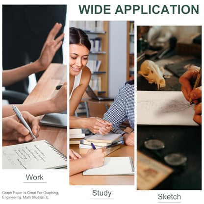 Engrowtic 6 Pack Graph Paper Spiral Notepad A5 Top Wirebound Notepad Grid Notebook Steno Pad Memo Notebook Grid Paper 140 Pages for Writing Sketching Drawing Office Supply (Dark Green) - color: Dark Green