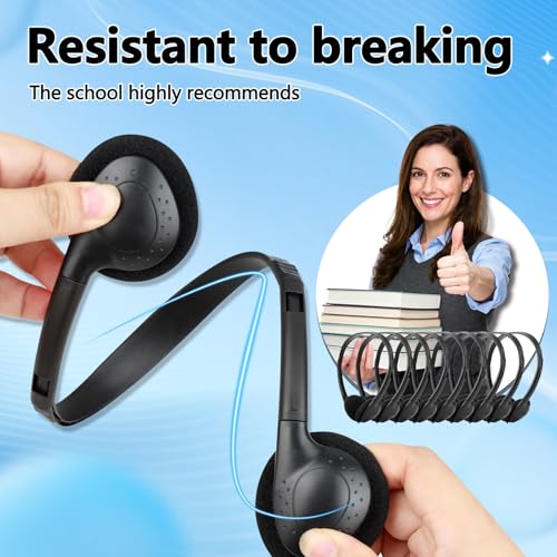 USB C Kids Headphones Bulk 25 Pack for School Classroom,Wired | On-Ear USB Type C Headphones for Boys Girls Students Tablet Travel Computer Smartphones Testing (Black)