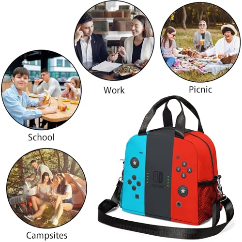 Gamer Lunch Bag Reusable Insulated Lunch Box Large Capacity Meal Tote for Kids Boys Girls Cooler Bag Waterproof Adjustable Shoulder Strap Gamepad Lunch Tote for Work School Picnic Travel Hiking - color: Game02